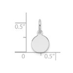 14k White Gold Plain .011 Gauge Round Engravable 7.5mm Disc Charm - Image 2