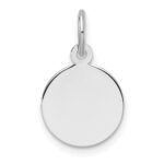 14k White Gold Plain .009 Gauge Round Engravable 10.6mm Disc Charm