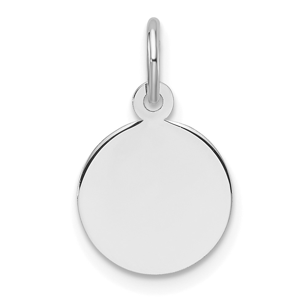 XWM674-2.jpg 14k White Gold Plain .013 Gauge Round Engravable 10.6mm Disc Charm - Image 1