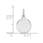 14k White Gold Plain .011 Gauge Round Engravable 10.6mm Disc Charm - Image 2