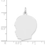 14k White Gold Plain Large.011 Depth Facing Left Engravable Boy Charm - Image 3