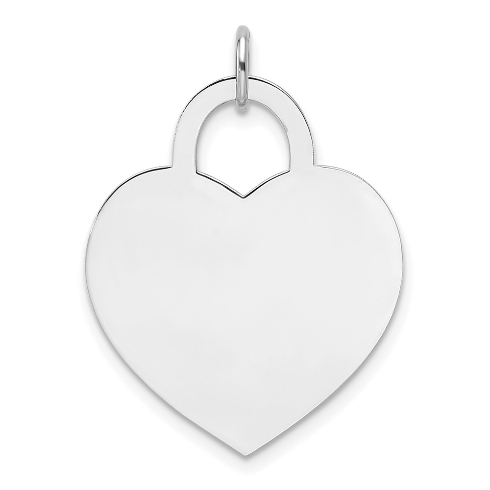 XWM690-4.jpg 14k White Gold Plain .027 Gauge Engravable Heart 20.4x21.3mm Disc Charm - Image 1