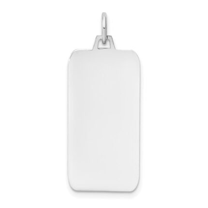 14k White Gold Plain .018 Gauge Rectangular Engravable 29x13mm Disc Charm