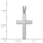 14k White Gold Florentine Satin Cross Pendant - Image 3