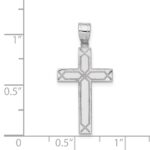 14k White Gold Solid Laser Etched Cross Pendant - Image 3