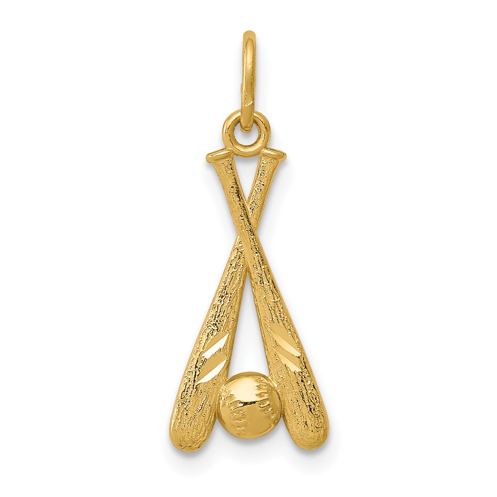 YC1058.jpg 14K Diamond-cut Baseball Bats and Ball Pendant - Image 1