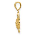 14K Gold Polished and Textured Diamond-cut Turtle Pendant - Image 2