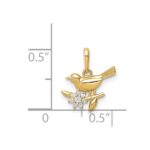 14K Bird on a Branch CZ Pendant - Image 3