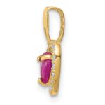 14K Polished Red and Clear CZ Halo Heart Pendant - Image 2