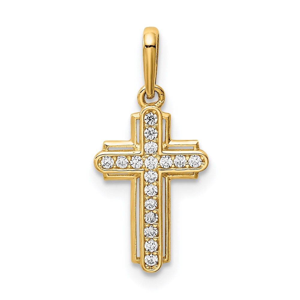 YC1404.jpg 14K Cross CZ Pendant - Image 1