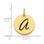 14k Polished Black Enamel Letter A Initial Disk Charm - Image 3
