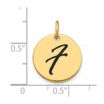 14k Polished Black Enamel Letter F Initial Disk Charm - Image 2