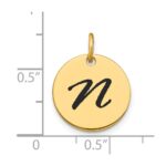 14k Polished Black Enamel Letter N Initial Disk Charm - Image 2