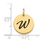 14k Polished Black Enamel Letter W Initial Disk Charm - Image 3