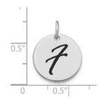 14kw Polished Black Enamel Letter F Initial Disk Charm - Image 2