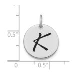 14kw Polished Black Enamel Letter K Initial Disk Charm - Image 2