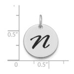 14kw Polished Black Enamel Letter N Initial Disk Charm - Image 2