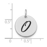 14kw Polished Black Enamel Letter O Initial Disk Charm - Image 3