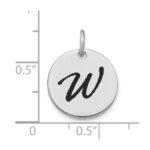 14kw Polished Black Enamel Letter W Initial Disk Charm - Image 2