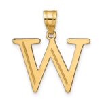 14k Polished Etched Letter W Initial Pendant