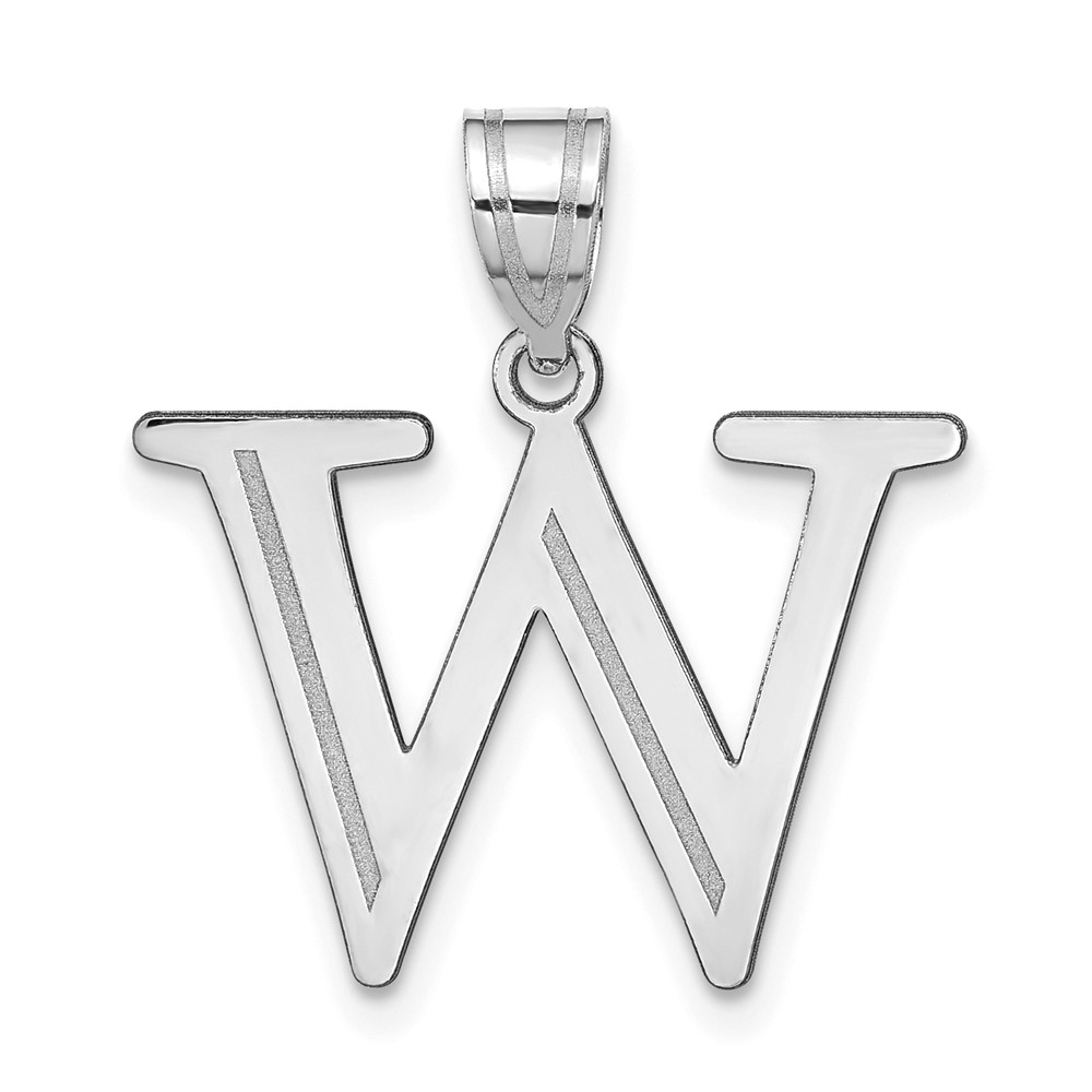 YC1437WW.jpg 14kw Polished Etched Letter W Initial Pendant - Image 1