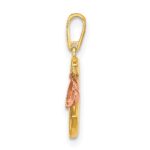 14K Two-tone CZ Moon with Dangle Heart Pendant - Image 2
