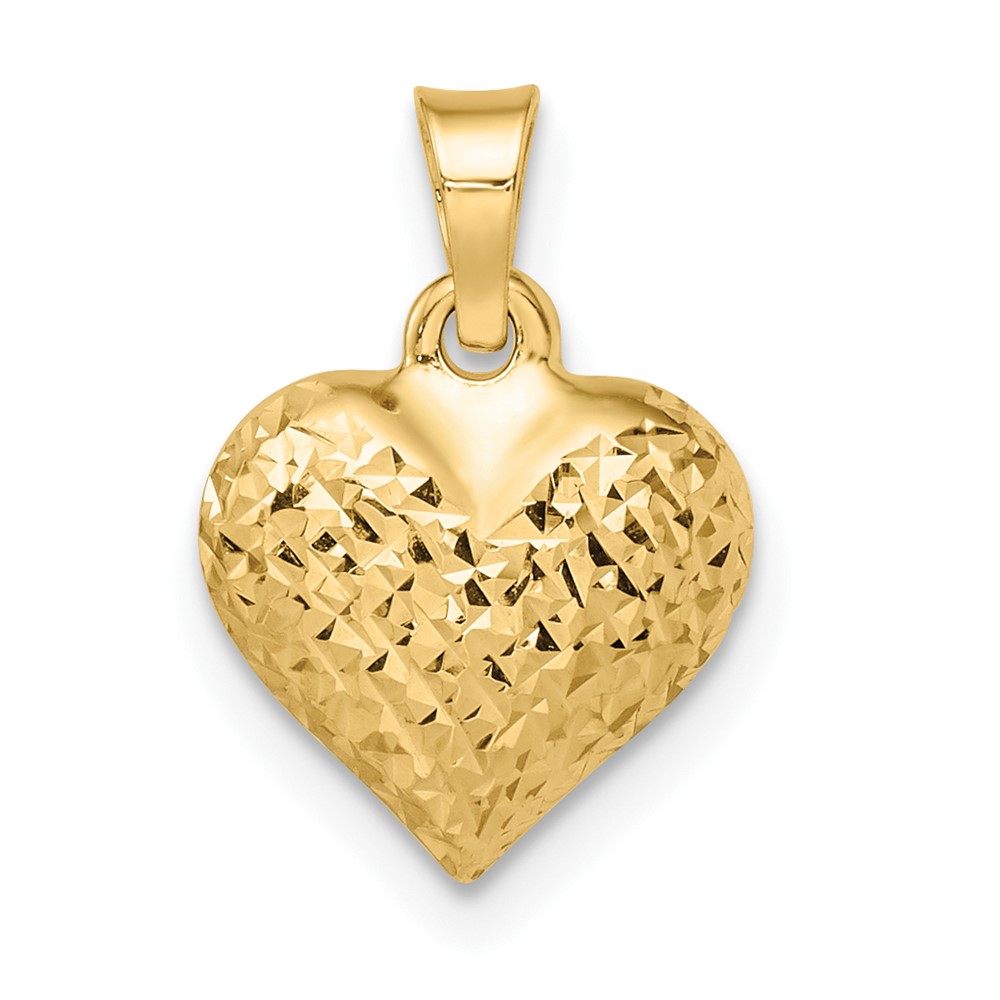 YC1504.jpg 14k Polished Diamond-cut Medium Puffed Heart Pendant - Image 1