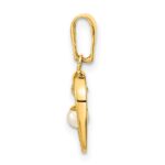 14K Polished 2-3mm Freshwater Cultured Pearl Dangle Open Heart Pendant - Image 2