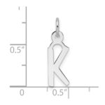 14K White Gold  Slanted Block Letter K Initial Charm - Image 4
