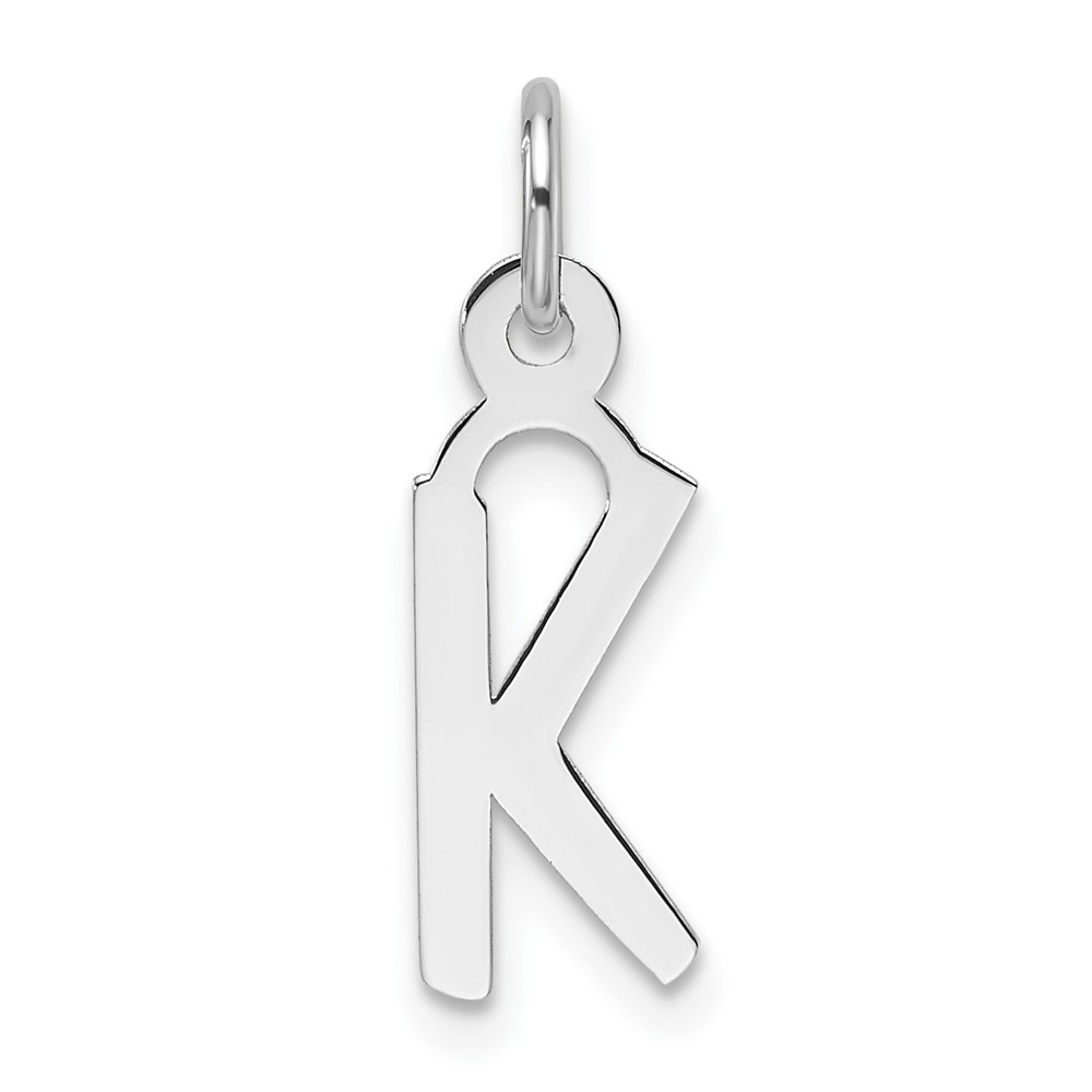 YC1526K.jpg 14K White Gold Slanted Block Letter K Initial Charm - Image 1