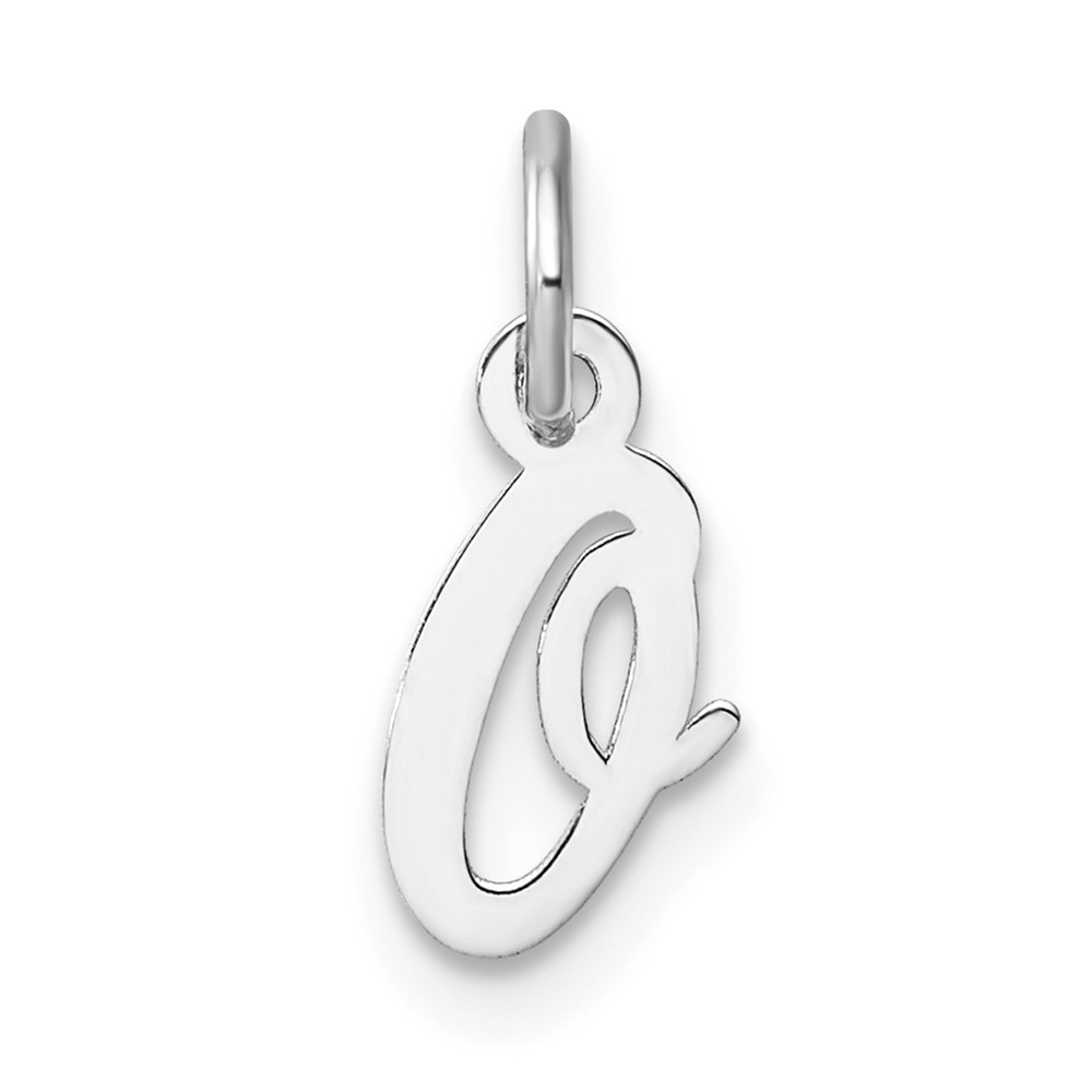 YC1527O.jpg 14k White Gold Small Script Letter O Initial Charm - Image 1