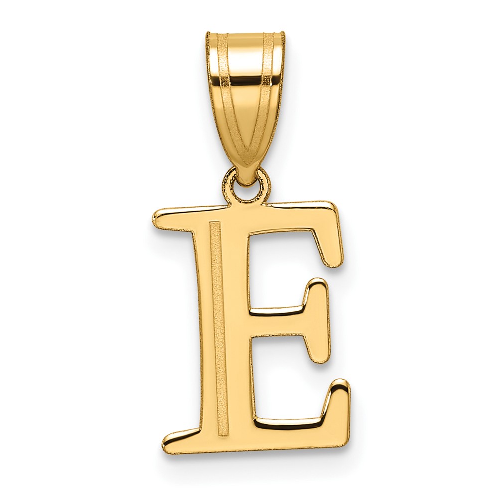 YC1539E.jpg 14k Polished Etched Letter E Initial Pendant - Image 1