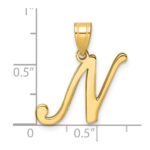 14K Script Letter N Initial Pendant - Image 4