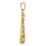 14k Polished Green and White CZ Christmas Tree Pendant - Image 2