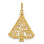 14k Polished Green and White CZ Christmas Tree Pendant - Image 3