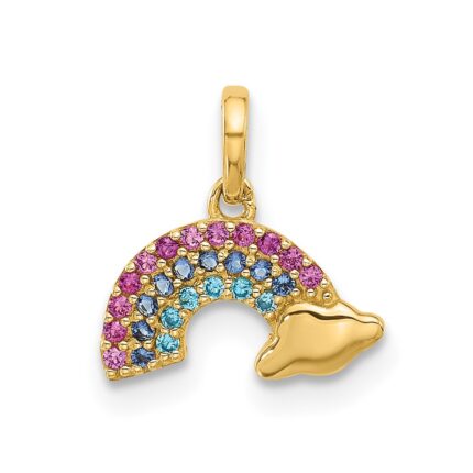 14K Polished Multi-color CZ Rainbow Pendant
