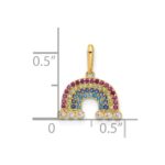 14k Polished CZ Rainbow and Clouds Pendant - Image 4