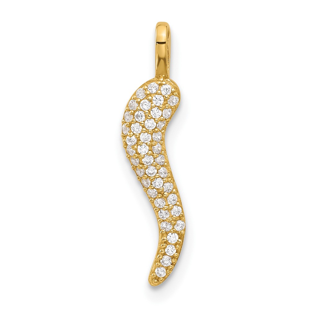 YC1584.jpg 14k Polished CZ Small Italian Horn Pendant - Image 1