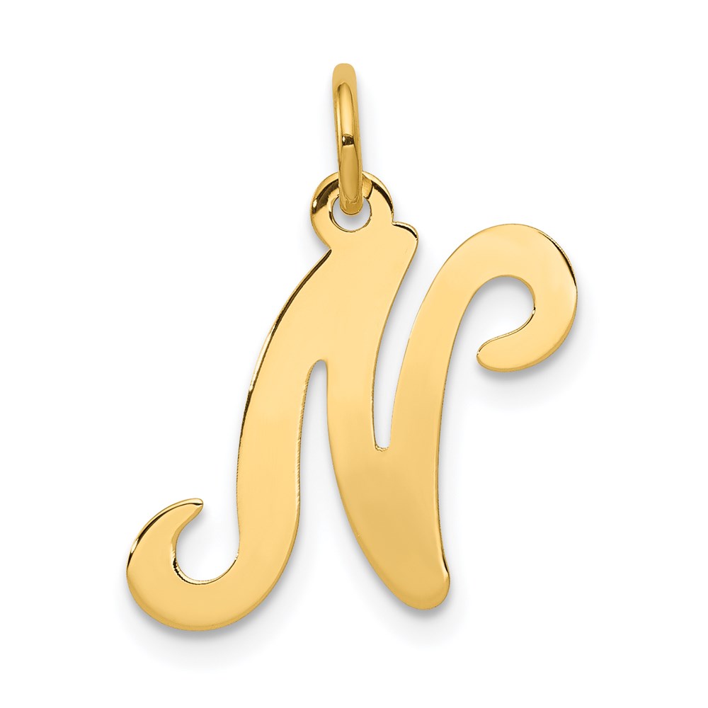 YC248N.jpg 14KY Script Letter N Initial Charm - Image 1