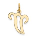 14KY Script Letter V Initial Charm - Image 3