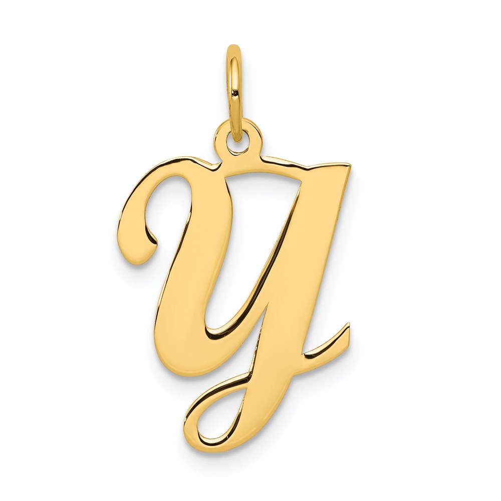 YC248Y.jpg 14KY Script Letter Y Initial Charm - Image 1