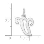 14KW White Gold Script Letter V Initial Charm - Image 3