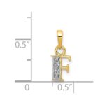 14KY with Rhodium Diamond Letter F Initial Pendant - Image 3