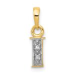 14KY with Rhodium Diamond Letter I Initial Pendant