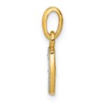 14KY with Rhodium Diamond Letter J Initial Pendant - Image 2
