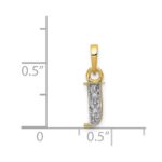 14KY with Rhodium Diamond Letter J Initial Pendant - Image 3