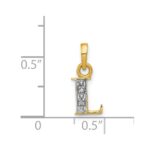 14KY with Rhodium Diamond Letter L Initial Pendant - Image 3