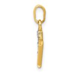 14KY with Rhodium Diamond Letter M Initial Pendant - Image 2