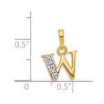14KY with Rhodium Diamond Letter W Initial Pendant - Image 3