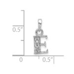 14KW Rhodium-plated Diamond Letter E Initial Pendant - Image 3